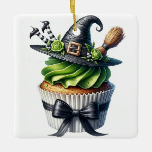 Ornamento De Cerâmica Cupcake de bruxa