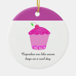 Ornamento De Cerâmica Cupcake de Cereja com Frase
