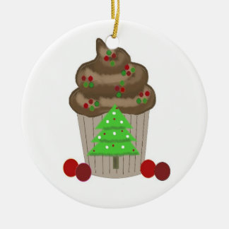 Ornamento De Cerâmica Cupcake de Natal de chocolate