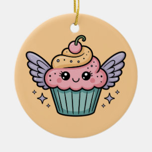 Ornamento De Cerâmica Cupcake Kawaii