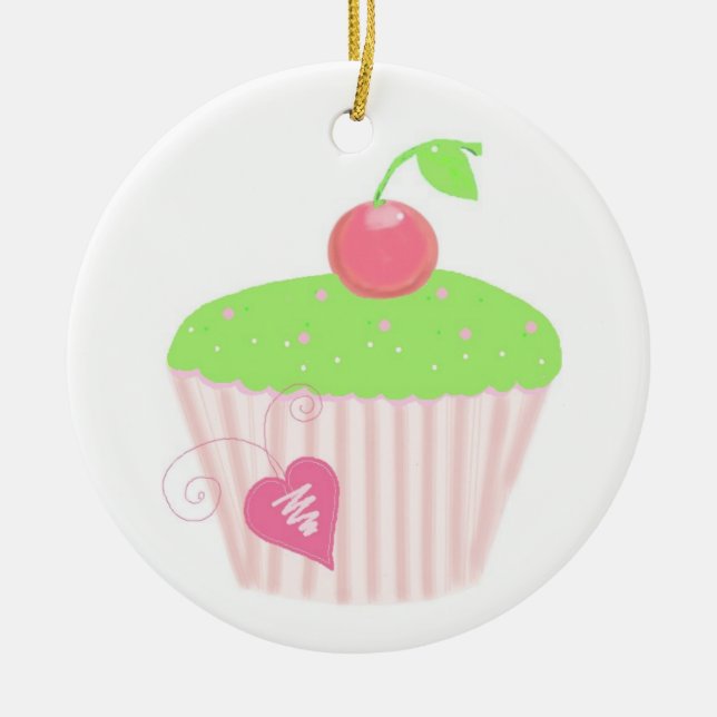 Ornamento De Cerâmica Cupcake Limão doce (Frente)