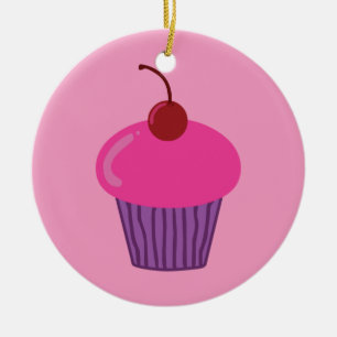 Ornamento De Cerâmica Cupcake rosa