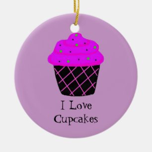 Ornamento De Cerâmica Cupcake roxo