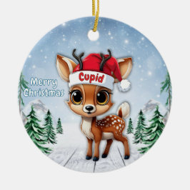Ornamento De Cerâmica Cupid Baby Deer, Fawn, Doe, Reindeer 🦌🎄