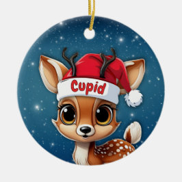 Ornamento De Cerâmica Cupid Baby Deer, Fawn, Doe, Reindeer 🦌🎄