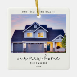 Ornamento De Cerâmica Curioso Nosso Primeiro Natal em nossa nova casa
