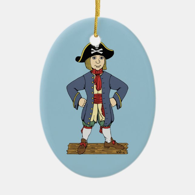 Ornamento De Cerâmica Curioso Pirata (Frente)