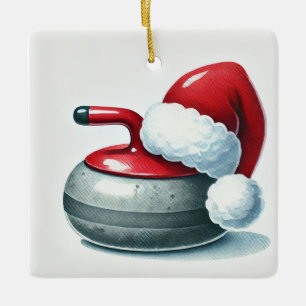 Ornamento De Cerâmica Curler Favorito de Papais noeis Personalizados