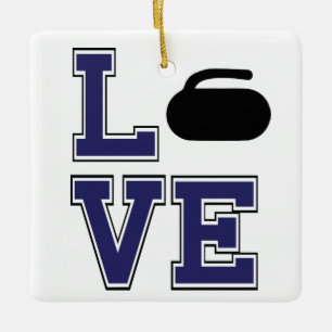 Ornamento De Cerâmica Curling Favorite de Papais noeis LOVE Personalizad