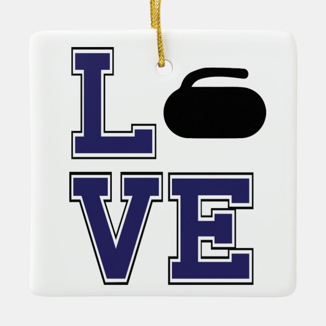 Ornamento De Cerâmica Curling Favorite de Papais noeis LOVE Personalizad (Frente)