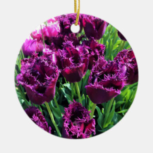 Ornamento De Cerâmica Curly Sue Purple Tulips, Oregon