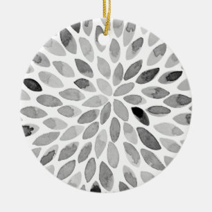 Ornamento De Cerâmica Cursos da escova da aguarela - preto e branco
