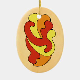 Ornamento De Cerâmica Curvas de Embrasão (Amarelo, Vermelho, Laranja)