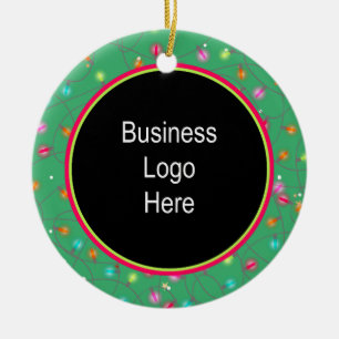 Ornamento De Cerâmica Custom Business Logo Christmas Holiday Lights 
