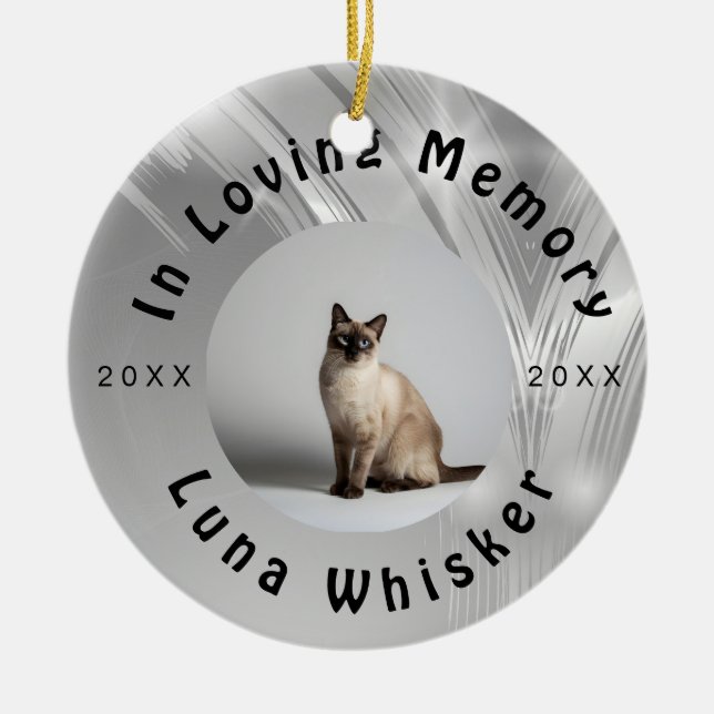 Ornamento De Cerâmica Custom Cat Photo Circle Frame Design (Frente)
