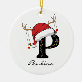 Ornamento De Cerâmica Custom Christmas Alphabet Initial Ornament for Mom