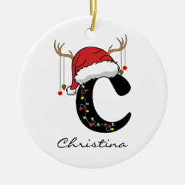 Ornamento De Cerâmica Custom Christmas Alphabet Ornament for Coworkers