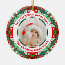Custom Christmas Red Green Family Photo Gift