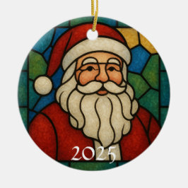 Ornamento De Cerâmica Custom Christmas Santa Art Deco Stained Glass