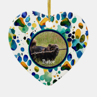 Ornamento De Cerâmica Custom Dog Paw Photo  Ceramic Ornament