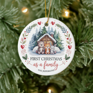 Ornamento De Cerâmica Custom First Family Christmas