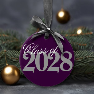 Ornamento De Cerâmica Custom Graduation Eggplant Gray Grad Keepsake