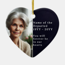 Ornamento De Cerâmica Custom Memorial Photo Psalm 23 Bible Remembrance