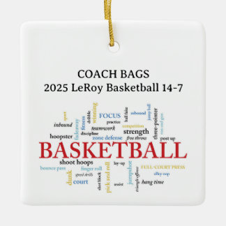 Ornamento De Cerâmica Custom Name Coach Word Cloud