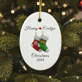 Ornamento De Cerâmica Custom Name Holiday Gift for Couples | 