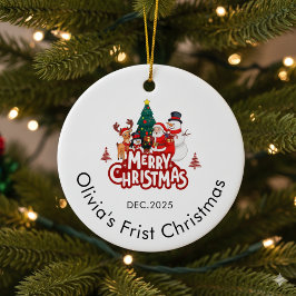 Ornamento De Cerâmica Custom Name Ornament, Baby's First Christmas