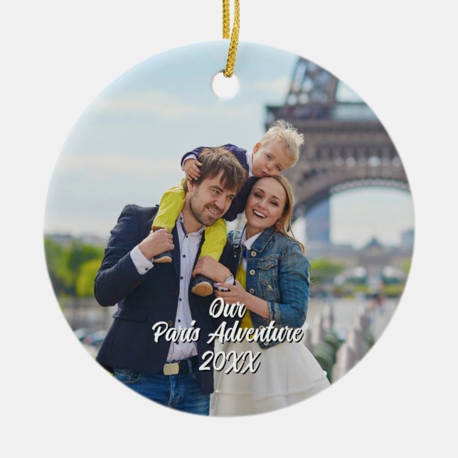 Ornamento De Cerâmica Custom Paris Travel Photo Christmas Tree (Frente)