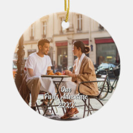 Ornamento De Cerâmica Custom Paris Travel Photo Christmas Tree