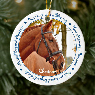 Ornamento De Cerâmica Custom Photo Horse Memorial