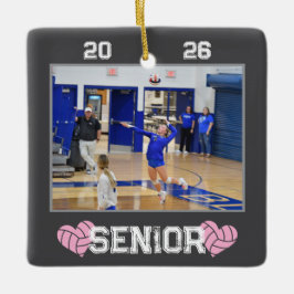 Ornamento De Cerâmica Custom Photo Senior Year Volleyball
