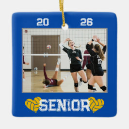 Ornamento De Cerâmica Custom Photo Senior Year Volleyball