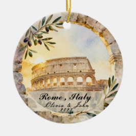 Ornamento De Cerâmica Custom Rome Honeymoon or Vacation Keepsake 