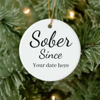 Ornamento De Cerâmica Custom “Sober Since” Keychain - Sobriety Date 