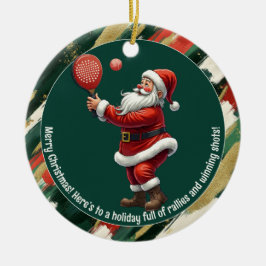 Ornamento De Cerâmica 🎾🎄Custom text, Santa Rally Round