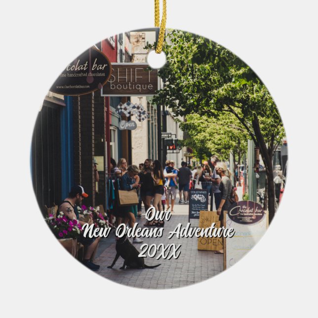 Ornamento De Cerâmica Custom Travel Photo Christmas Tree (Frente)