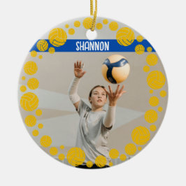 Ornamento De Cerâmica Custom Volleyball Picture Name Year