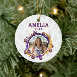 Ornamento De Cerâmica Custom Volleyball Player Photo Christmas