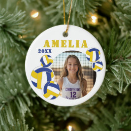 Ornamento De Cerâmica Custom Volleyball Player Photo Christmas Ornament