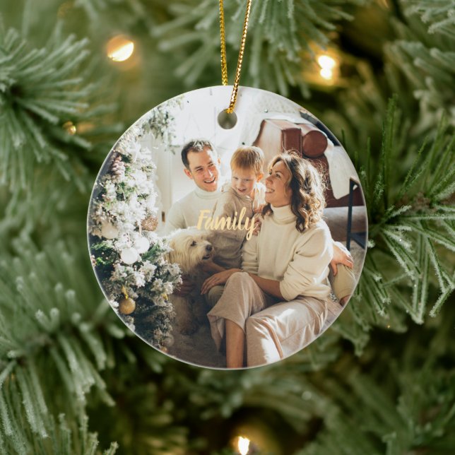Ornamento De Cerâmica Customizable Lovely Family Christmas Ornament (Árvore)
