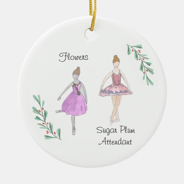 Ornamento De Cerâmica Customizable  Nutcracker Flowers/Sugar Plum  (Frente)