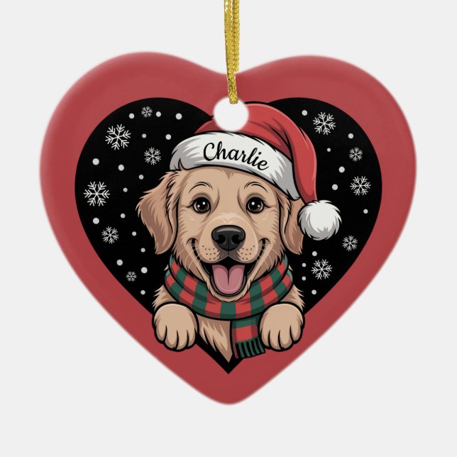 Ornamento De Cerâmica Customizable Pet Name Christmas (Frente)