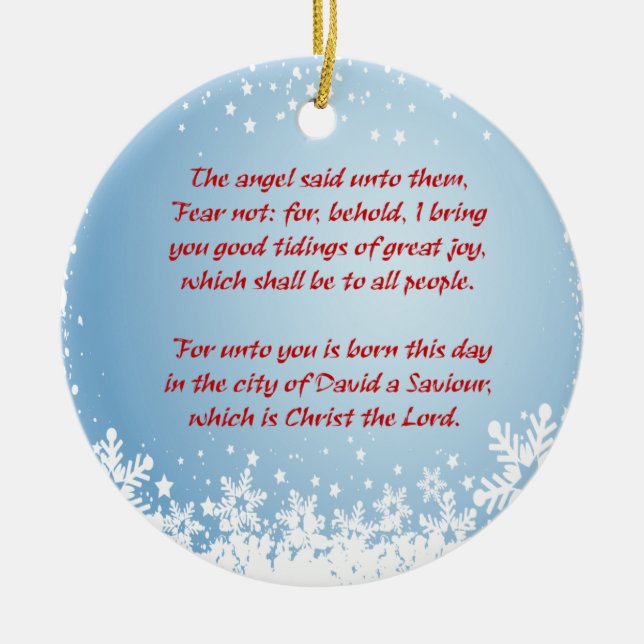 Ornamento De Cerâmica Customizável cristão de Luke 2 da história do (Frente)