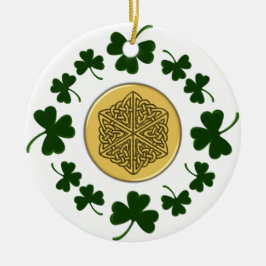 Ornamento De Cerâmica CUSTOMIZÁVEL!  Trevos - céltico irlandês Dourado