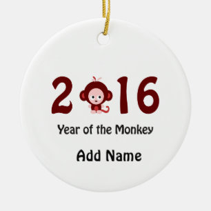Ornamento De Cerâmica Cute 2016 ano do macaco