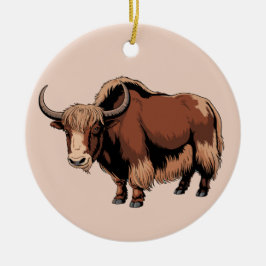 Ornamento De Cerâmica Cute & adorable brown Yak