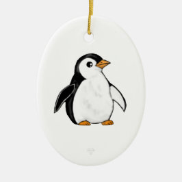 Ornamento De Cerâmica Cute and Chonky Penguin Snowflake Ornament